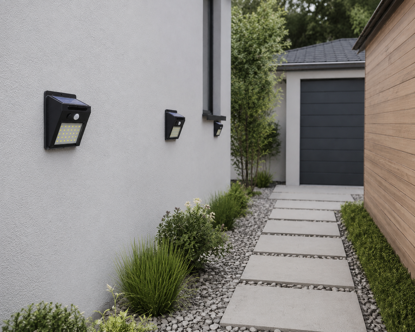 Solar LED-Wandleuchte mit Bewegungsmelder IP65- Außenlampe für Garten, Terasse & Hauseingang