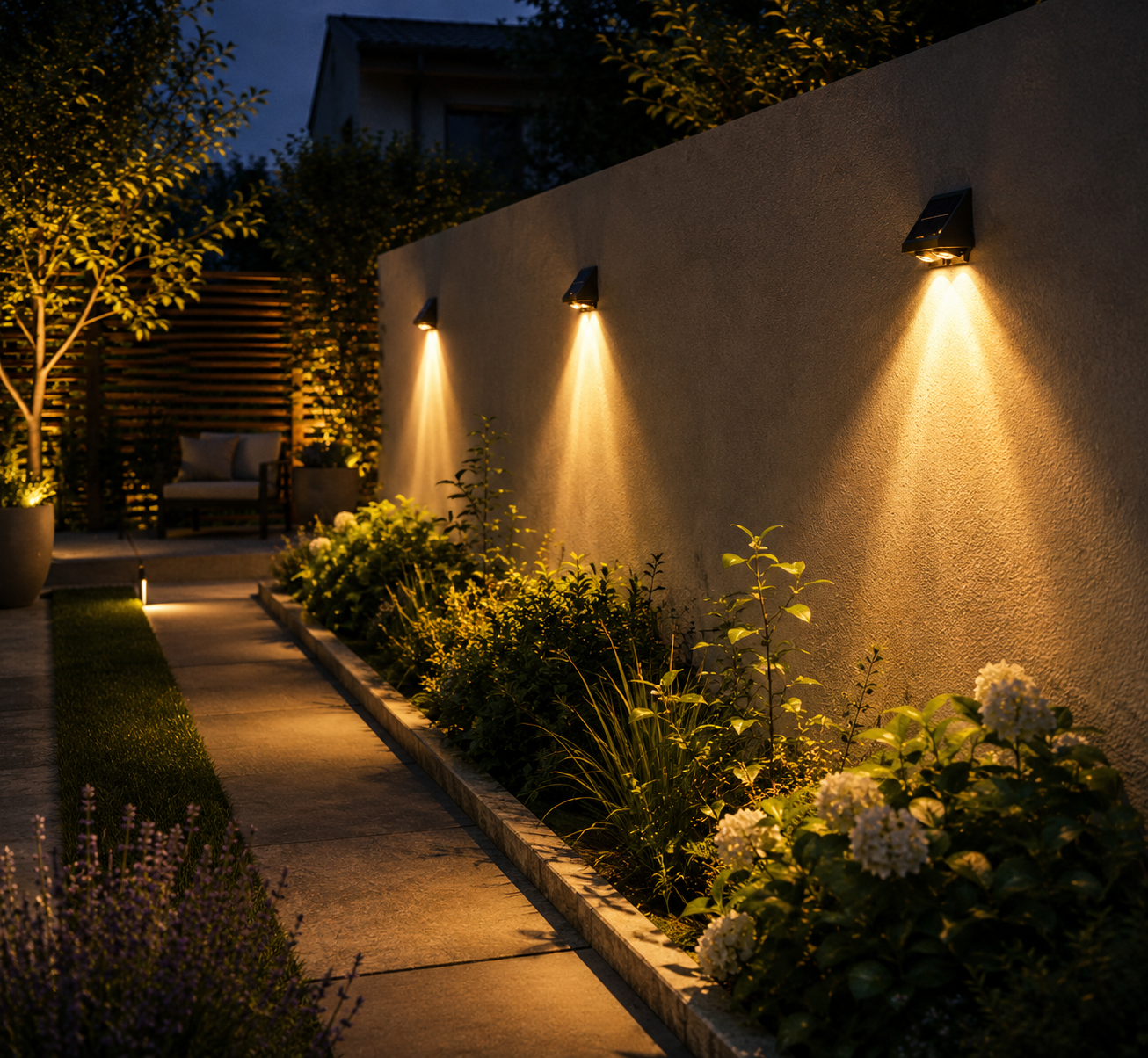 Solar-Wandleuchte für den Außenbereich – Elegante LED-Beleuchtung mit Solarbetrieb