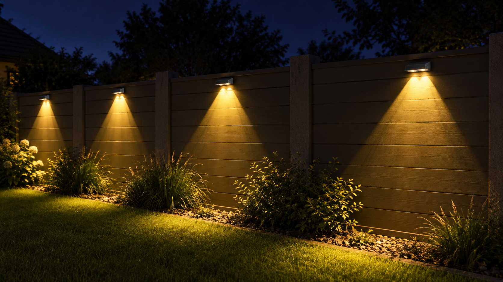 Solar-Zaunleuchte LED – IP65 | Warmweiß | Solarbetrieben