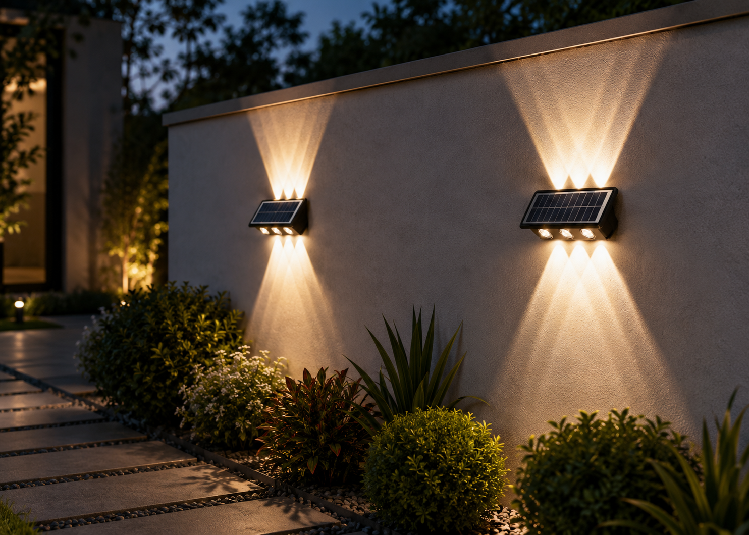 Moderne Solar-Wandleuchte – IP65 wasserdicht für Garten & Terrasse