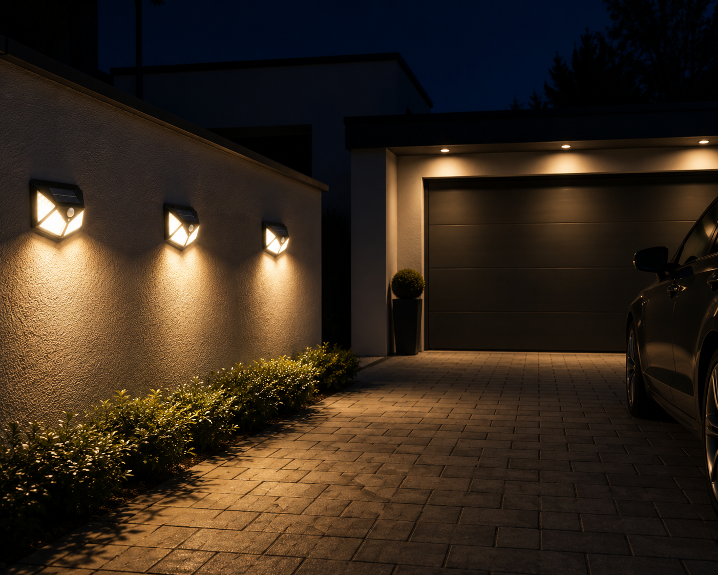 Solar LED-Wandleuchte mit Bewegungsmelder IP65- Außenlampe für Garten, Terasse & Hauseingang