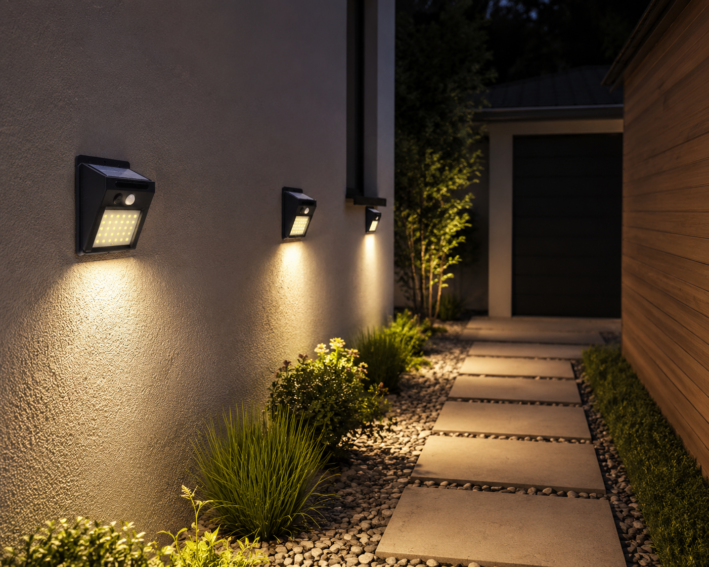 Solar LED-Wandleuchte mit Bewegungsmelder IP65- Außenlampe für Garten, Terasse & Hauseingang